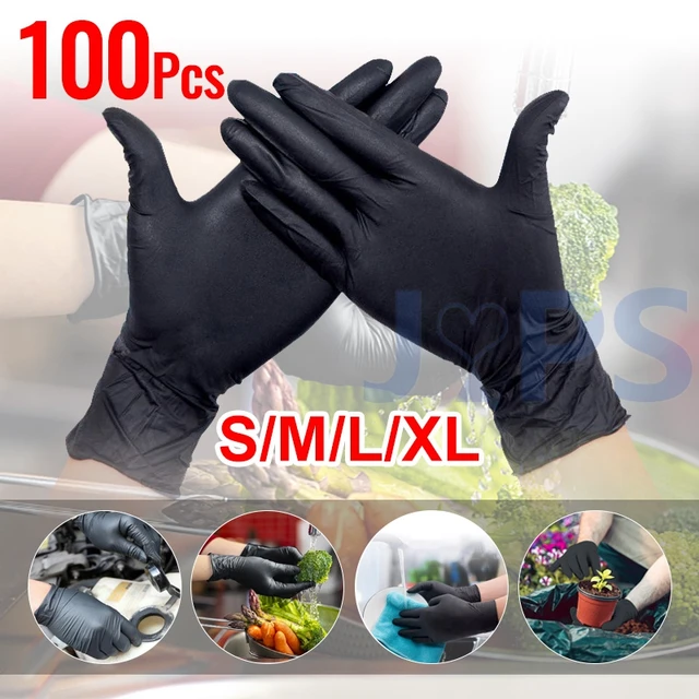 100 nitrilo negro guantes desechables guantes de látex de cocina para el hogar jardín guantes de nitrilo de de alimentos guantes de limpieza _ - AliExpress Mobile