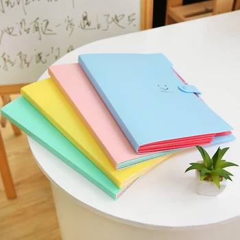 

New Korean Stationery Simple Multi-layer Information Papers Buckle Buckle A4 Folder Candy Color File Storage Office Folder