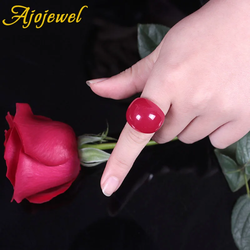 Zyoenxl Big Red Semi-Precious Stone Ring – Zinc Alloy Statement Ring For Women, Size 7-10