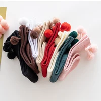 Aodrable Pompom Baby Socks Spring Fall Cotton Ribbed Knee High Long Socks for Toddler Girls Leg Warmers Children Christmas Socks 3