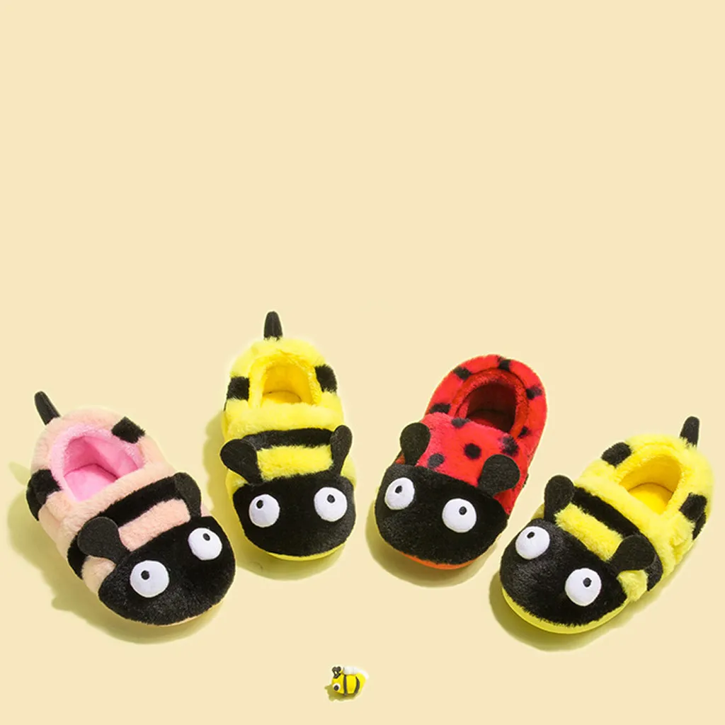 Обувь с героями мультфильмов для детей; Kawaii; обувь для девочек и мальчиков; Милая домашняя удобная домашняя обувь из флока; зимняя теплая мягкая Повседневная обувь; primi passi