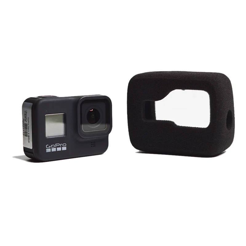 Чехол из губчатого стекла на ветровое стекло для GoPro Hero 8, черная пена для камеры, защищающая от ветра и шума