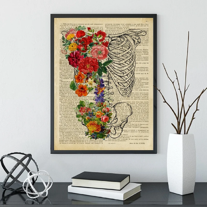 Skeleton Wall Art Print Office Decor