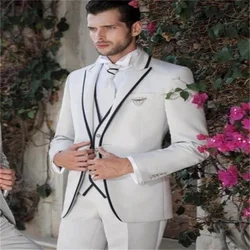 2022 New High Quality White Peak Lapel Unique Fashion Design Men's Western Slim Tuxedo 4-Piece Set (Jacket + Pants + Vest + Tie)