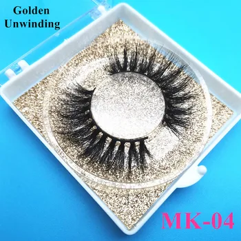 

Golden Unwinding Lashes MK-04 short mink lash 3d best natural long 15mm feather eyelashes packaging square box