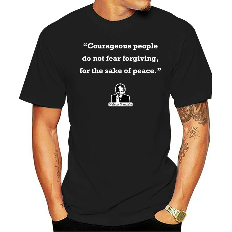 new 2021 t-shirt Mens Colors Short Sleeve Cotton Nelson Mandela Quote: Peace Printed Men Style | Мужская одежда