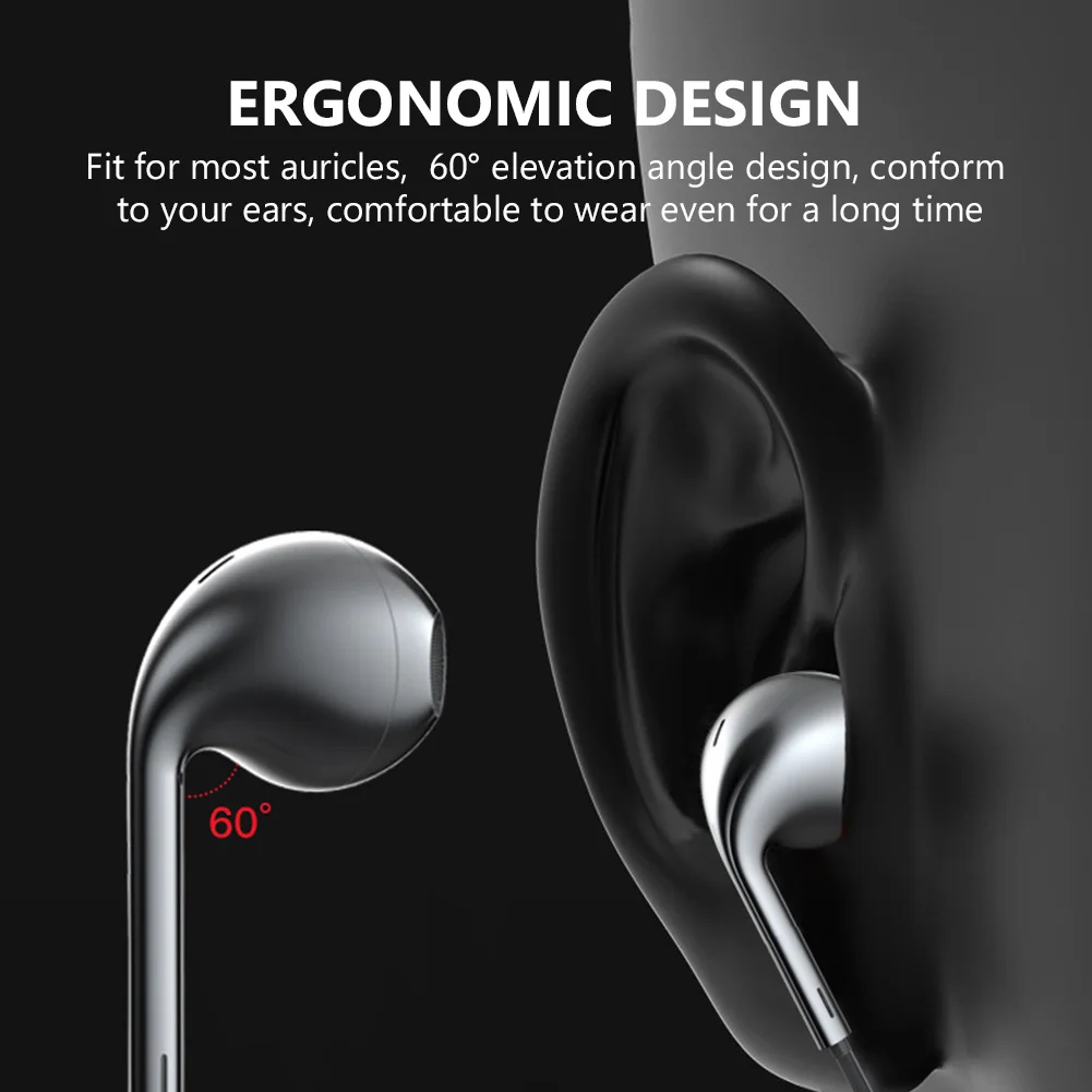 3.5mm Wired Earphones Bass Stereo Earbuds Gym Sports Headphones with Mic Stereo Headset for iPhone Samsung Xiaomi Huawei PC