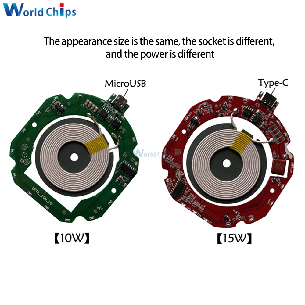 TYPE-C Micro USB 10W/15W Qi Fast Wireless Charger PCBA Module Transmitter Circuit Board 5-12V/5-9V + Coil DIY Charging | Электронные
