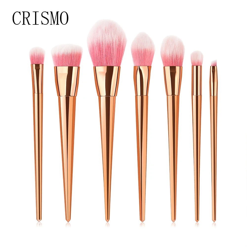 

CRISMO 7PCS Rose Gold Makeup Brushes Set Professional Foundation Blending Make Up Brushes Cosmetic Diamond Brush For Eyeshadow