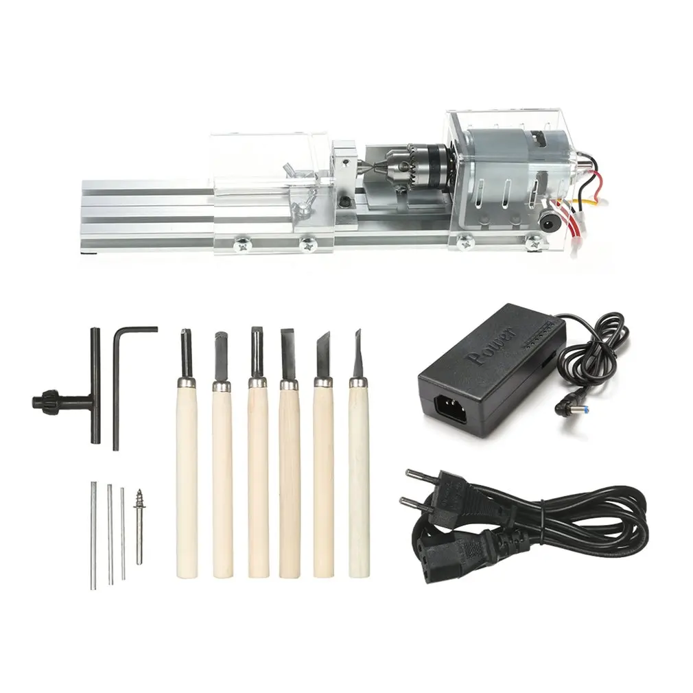 DC12-24V 100 Вт мини токарный станок бисер полированная машина Деревообрабатывающий станок с электроприводом резьба резак токарный станок по дереву EU/US Plug