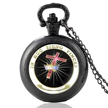

Christ Classic In Hoc Signo Vinces Glass Cabochon Quartz Pocket Watch Vintage Men Women Pendant Necklace Watches Gifts