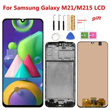 M21 display lcd com moldura para samsung m215 lcd m215f m215f/ds tela de toque digitador assembléia substituição