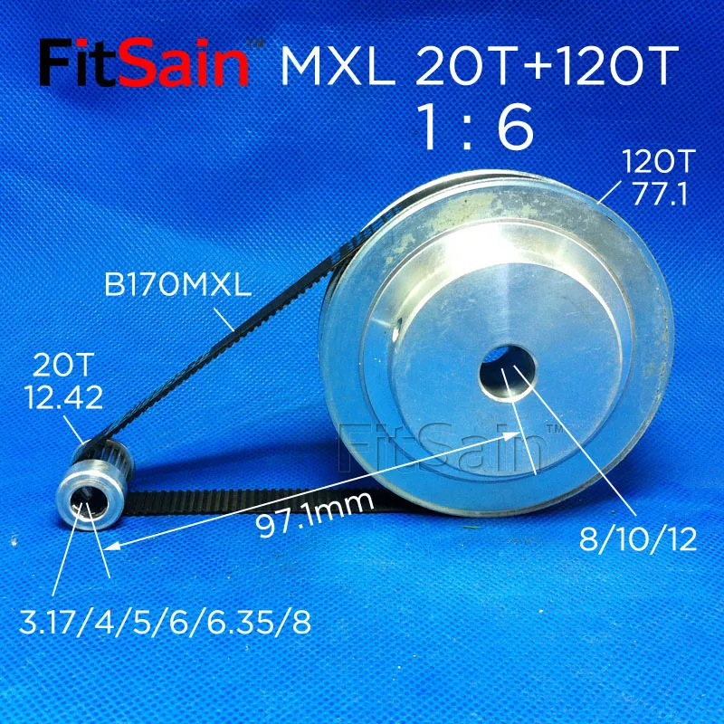 FitSain-MXL полоса пропускания 10 синхронное колесо 20 зуб+ 120 зуб 1:6 шаговый шкив двигателя редуктор