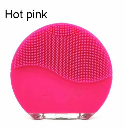 Hot Pink 3 в 1 электрическая силиконовая щётка для умывания лица, звуковая Очищающая щетка для лица, Вибрационный массажер для глаз, темные круги, удаляющая Антивозрастной - Цвет: Hot Pink