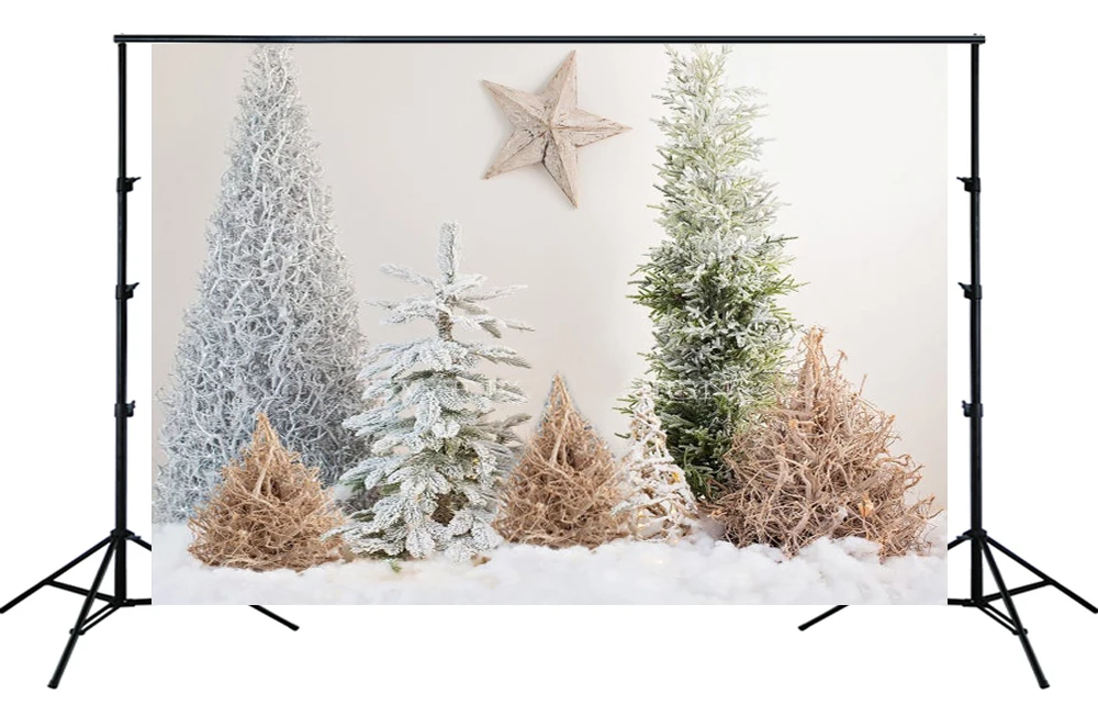 Деревенский Белый Рождественский фон Noel Pine Tree вечерние баннер Зимний снег земля
