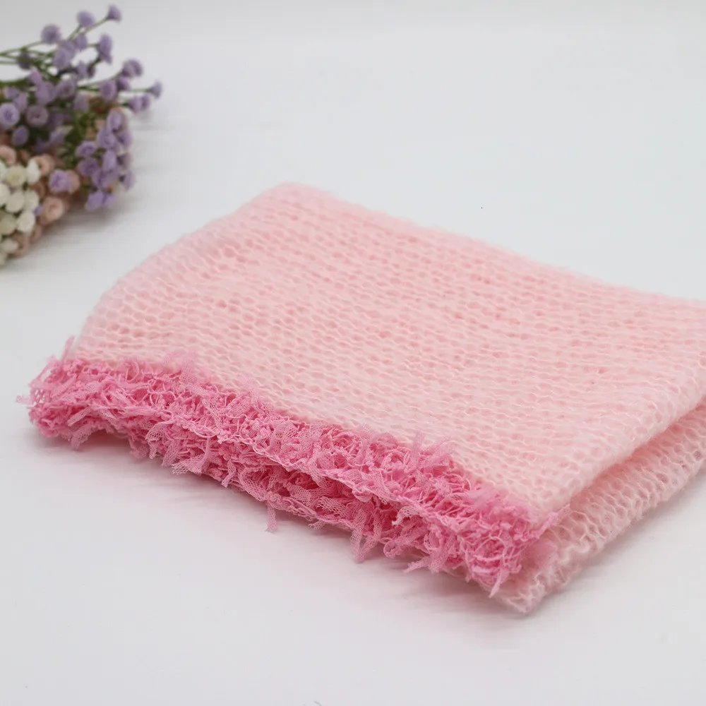 pink Реквизит для фотосессии новорожденных, аксессуары из мохера, Детская накидка, реквизит для фотосессии новорожденных, вязаная обертка для новорожденных, s 37 см* 127 см - Цвет: pink