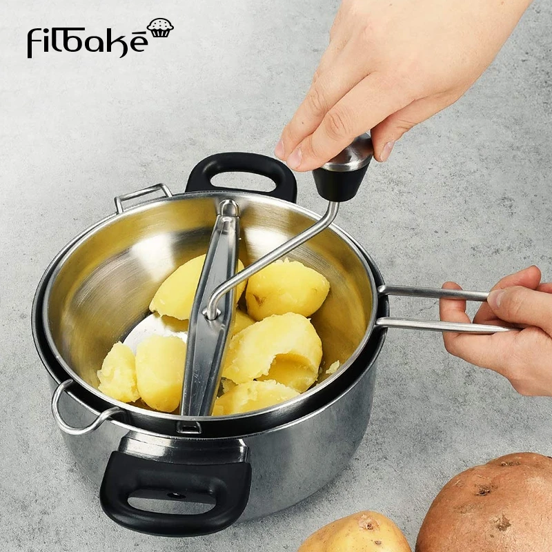 Potato Masher Stainless Steel Potato Ricer With Rotary Handle For