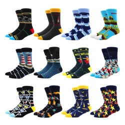 Long Tube Combed Cotton Fashion Hip Hop Men Socks Trend Harajuku Pattern Happy Socks Novelty Skateboard Crew Casual Crazy Socks