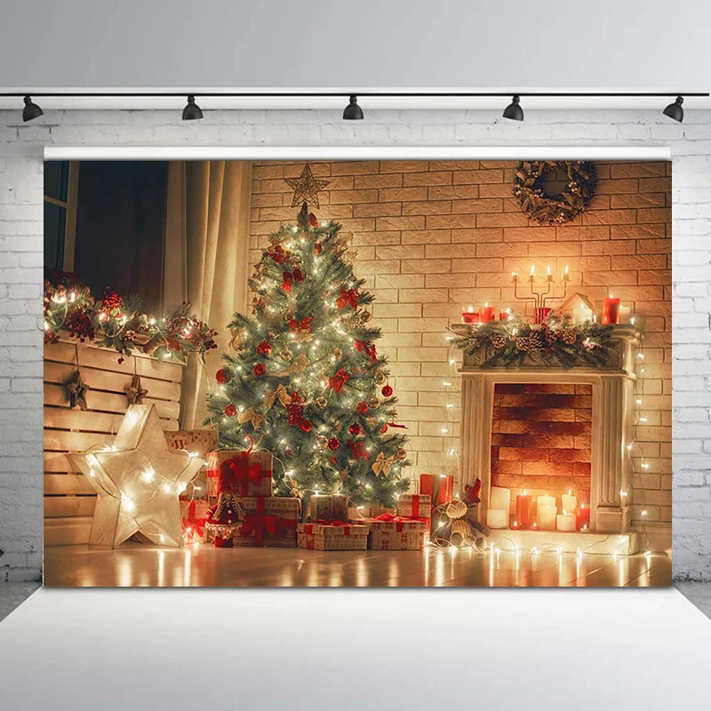 

Christmas Backdrop Glow Christmas Decor Tree Photography Backdrops Indoor Gifts Children Backgrounds for Photo Studio