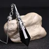 New Natural Black Obsidian Pendulums For Dowsing Reiki Chakra Healing Crystalscharms Necklace filigree Pendant 1