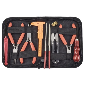 

10Pcs Diy Jewelry Tool Sets,With Wire-Cutter Plier,Round Nose Plier,Side Cutting Plier,Brass Rings,Crochet Hook Needles