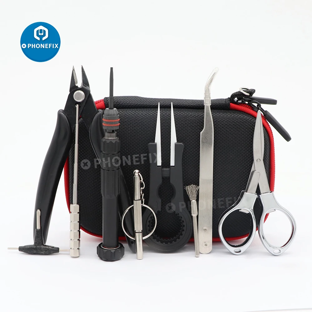 

diy vape tool kit Multi-function Disassembly Tool Electronic Cigarette Organic Cotton Wire Coil Jig Winding Tweezers Pliers