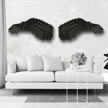 

Retro cement wall background wall black wings group photo photo background board custom wallpaper mural