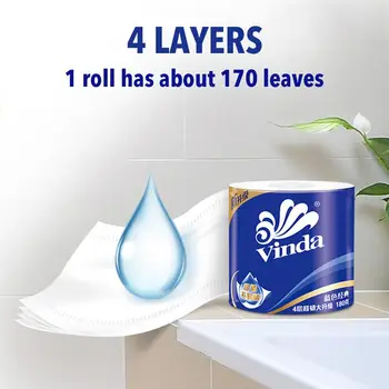 

10 Roll White Paper Towels Rolls Toilet Roll 4 Layers Tissue Roll Kitchen Toilet Paper,Quantity Hollow Replacement Roll Paper Ho