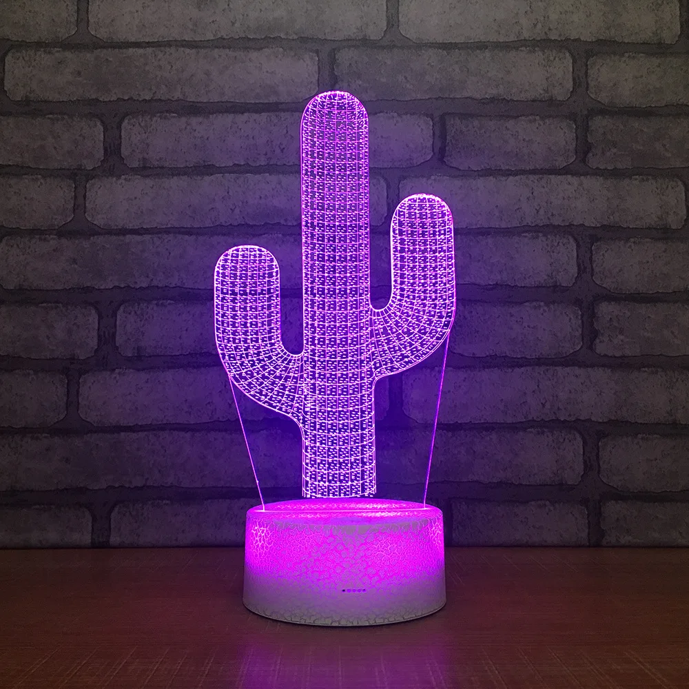 Кактус Настольная 3D лампа USB сенсорный датчик RGB Новинка освещение для детей детский подарок Гаджет кактус СВЕТОДИОДНЫЙ Ночник декор 7/16 цветов