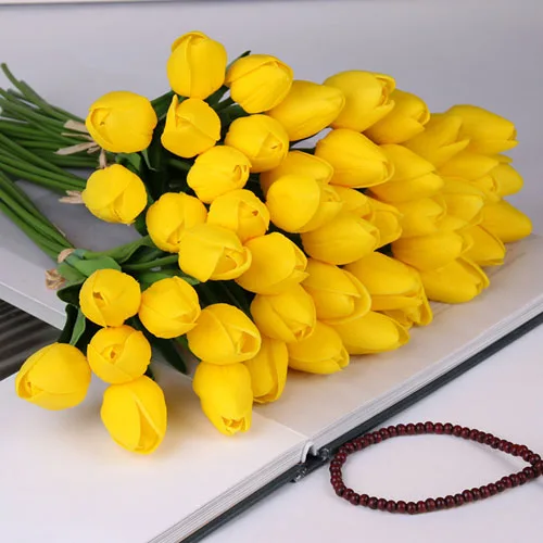 10 шт. искусственные тюльпаны Искусственные цветы яркие мини-Тюльпан Флорес Флер искусственное для дома свадебное оформление букета дешевые цветы - Цвет: C