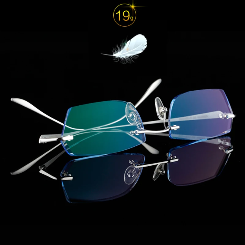Titanium Gold Glasses Frames Men Rhinestone Eyeglass Frame Ti Luxurious High Clear Lens Anti-reflective Prescription Glasses 650