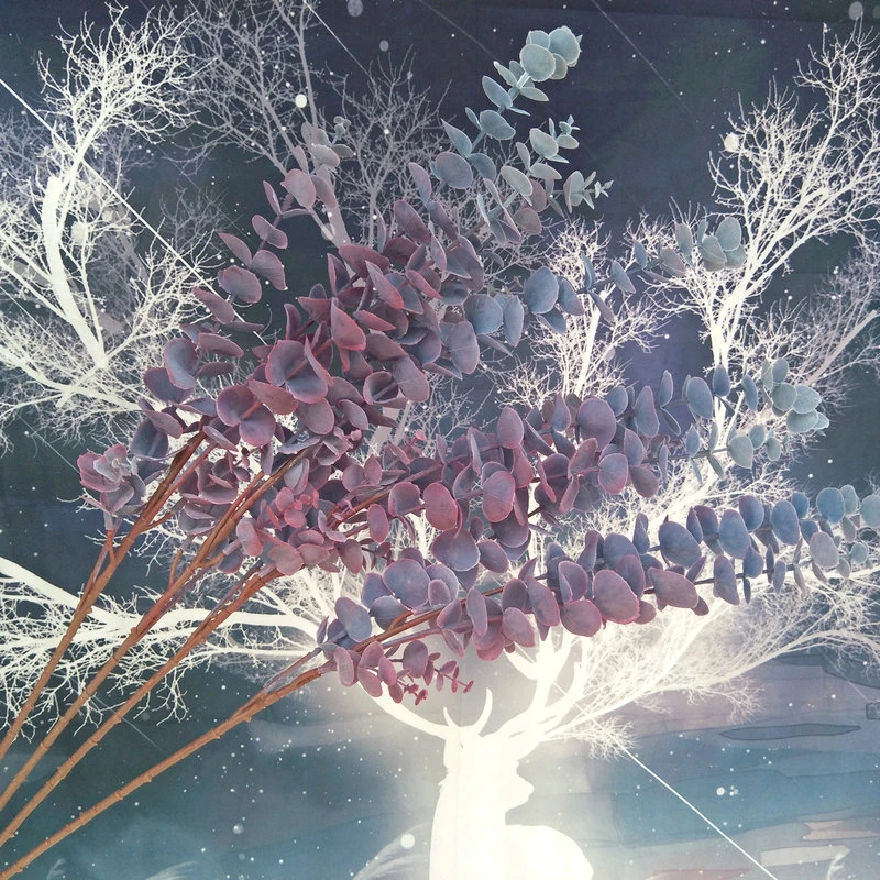 JAROWN Artificial Plant Autumn Eucalyptus Succulent Wedding Decoration DIY Bouquet With Grass Home Flower Arrangement Eucalyptus (3)