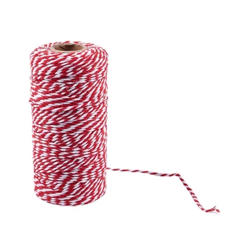 

New 100m/roll 1.5-2mm Cotton Twine Stripe Line for Wedding Party Favour Gift Craft Package Supplies(red+white)