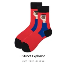 Корейские женские хлопковые носки с рисунками граффити; зимние плотные Повседневные Удобные носки до щиколотки; уличные носки; сохраняющие тепло