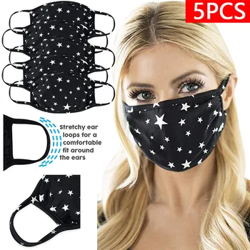 

5PCS Dust Protective Face Proteccion Adult Washable Floral Printed Adjustable Cotton Breathable Dust Cotton ma$k Face Visor