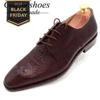 GOSTINSHOES/Мужская обувь ручной работы из коричневой натуральной кожи с острым носком, на шнуровке, из натуральной кожи, с узором «крокодиловая