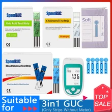 Kolesterol Test şeritleri & ürik asit Test şeritleri ve kan şekeri Test şeritleri 3 in1 çok fonksiyonlu diyabet gut cihazı ve lancets