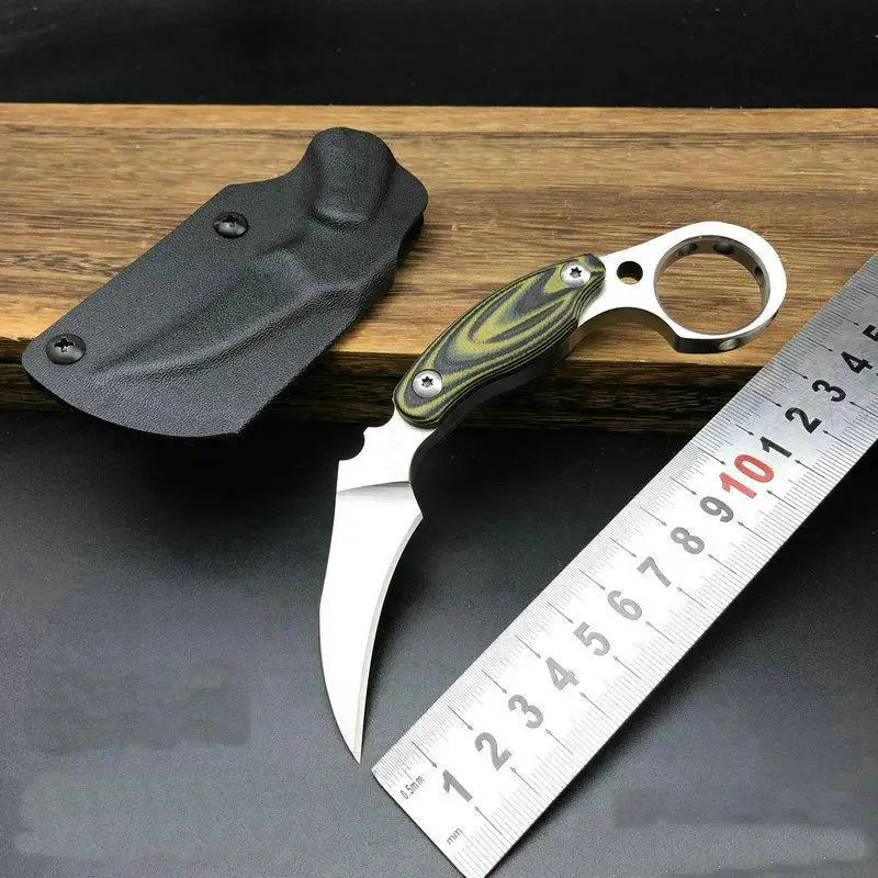 

Kazutoshi Tanabe Ghost Claw Knife D2 Karambit Claw Fixed Blade Knife Hunting Survival Pocket Knife Gift knives