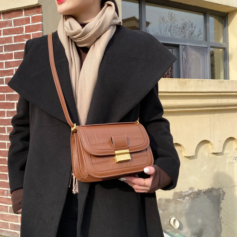 

2020 Crocodile Pattern Lock Square Bag for Women's Classic Texture PU Shoulder Bag Portable Lady Designer Handbag Diagonal Bags