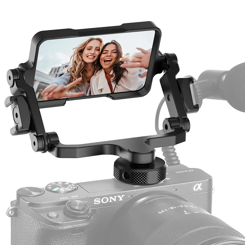 

ULANZI PT-14 Universal Camera Vlog Flip Mirror Adjustable Angle Double 360Â° Rotatable Cold Shoe for Sony a6400 Canon g7x Gopro 9