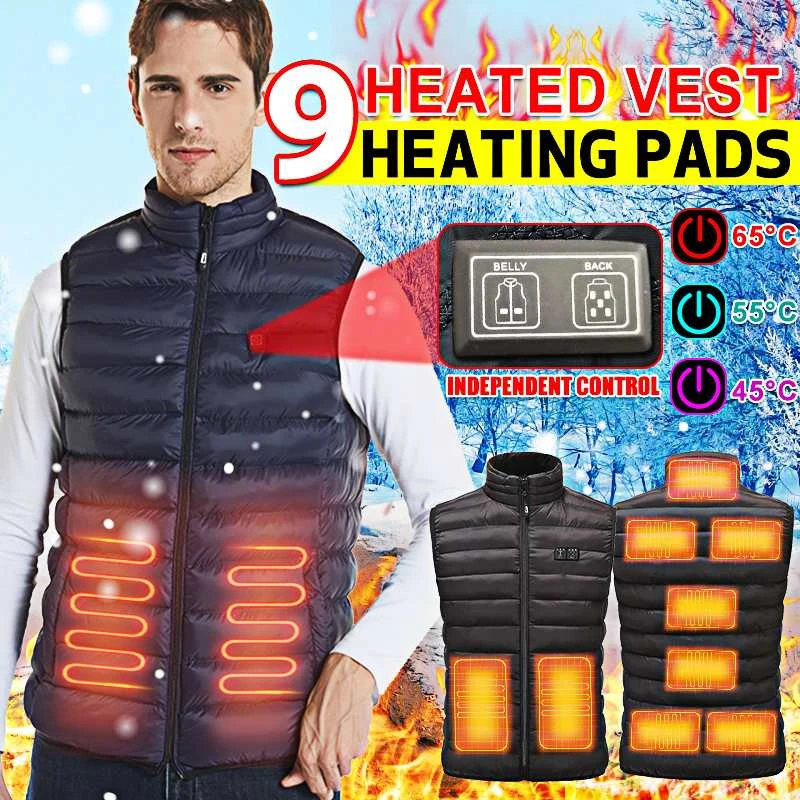 Chaqueta calefactora eléctrica para hombre y mujer, abrigo de calefacción USB, ropa deportiva, 9 zonas, 90%|Chalecos de senderismo| - AliExpress