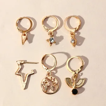 

EZ3087 Cross Border Europe and America Ornament Retro Cool Zircon Starlight Ear Stud Popular World Map Earrings Set