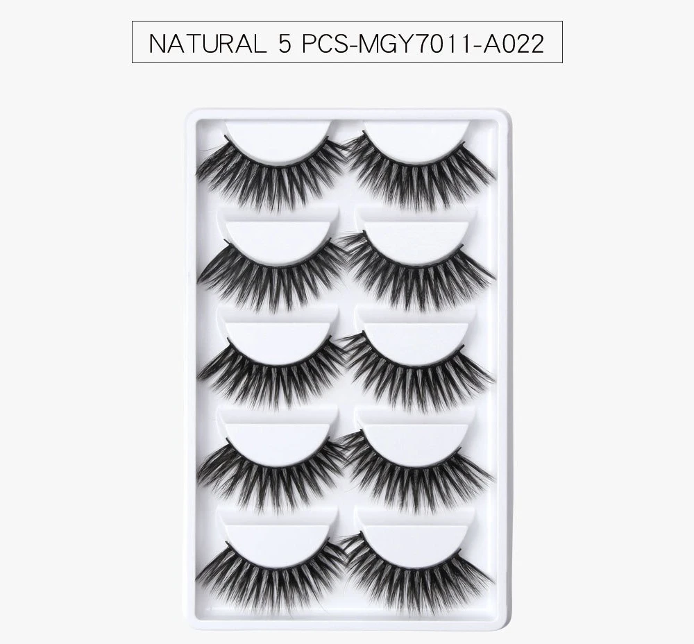 3D mink eyelashes 5 Pairs Handmade 3D luxury Real Mink Natural False Eye Lashes,Long/Thick Fake Eyelashes, Reusable(MF5 - Цвет: A022