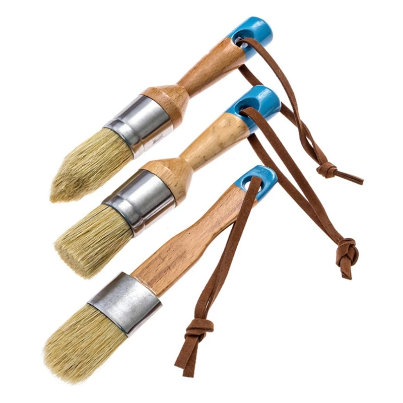 Ergonomic Handle Chalk Wax Paint Brushes Bristle Stencil Brushes Tool 3 Pcs/Set for Home Decor Wood Projects DIY Painting wall painting brush paint roller brush trimming paint brush