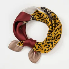 Женский шелковый шарф, шарфы для шеи, Леопардовый квадратный шарф, для офиса, отеля, официанта, стюардесс, платок, кольца