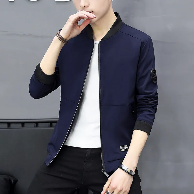 

2019 Baseball Jacket Men Spring Autumn Casual Solid Fashion Slim Ma 1 Zipper Bomber Jackets Men Overcoat Mens Thin Pilot Jackets