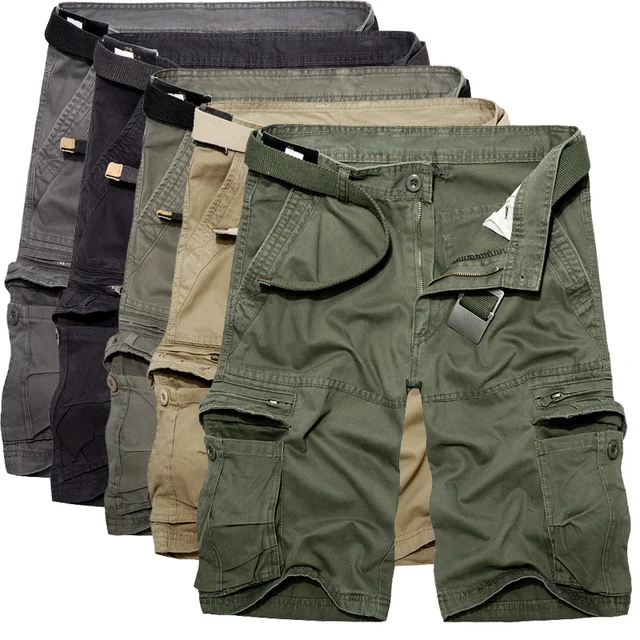 $US $15.60  2019 Mens Military Cargo Shorts Summer army green Cotton Shorts men Loose Multi-Pocket Shorts Homme