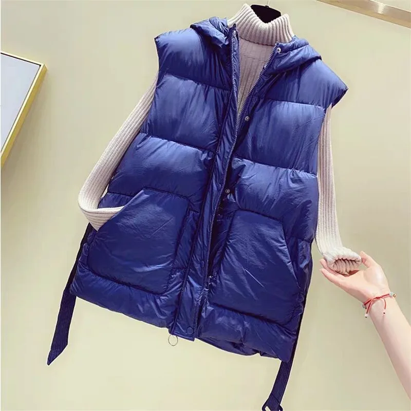 

MUMUZI Autumn Winter Coat Women Ladies Gilet Colete Feminino Casual Waistcoat Female Sleeveless Cotton Vest Jacket