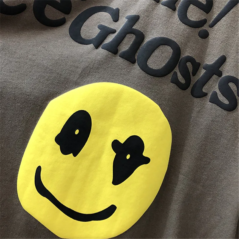 Kanye West футболка Новинка для мужчин и женщин футболки Lucky me I see Ghosts логотип принт Kanye West футболка смайлик высокое качество хлопковые топы