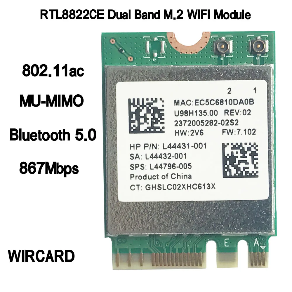 Wircard Rtl8822Ce Dual Band 802.11Ac M.2 Wifi Card Wifi Mudule + Bt5.0 Scheda Di Rete